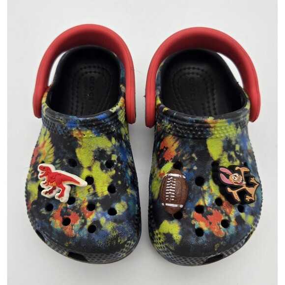 Crocs Kids Classic Clog 6C Black Tie Dye Unisex Water Shoes Slip On Casual - Picture 2 of 13